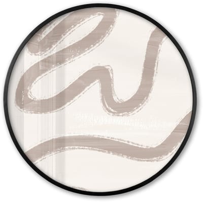 Poster in lijst Rond - Fotolijst 60x60 cm - Posters - Abstract - Moderne kunst - Beige - Ronde posterlijst zwart - Decoratie - Wanddecoratie woonkamer - Muurdecoratie slaapkamer