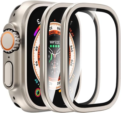 Set van 2 Beschermfolies voor Apple Watch Ultra 49 mm - Gehard Glas met Aluminium Frame, Volledige Schermbescherming, Militaire Standaard en Allround Bescherming