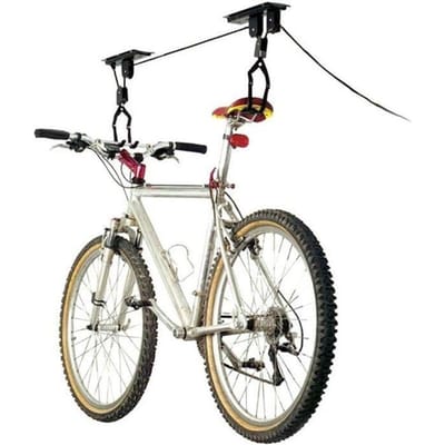 Dunlop Fietslift - Ophangsysteem - Voor Fietsen van Max. 20KG - Voor het Schoonmaken en Repareren van Fietsen - Passend in Kelders en Garages - Kunststof/ Metaal/ Rubber - Zwart