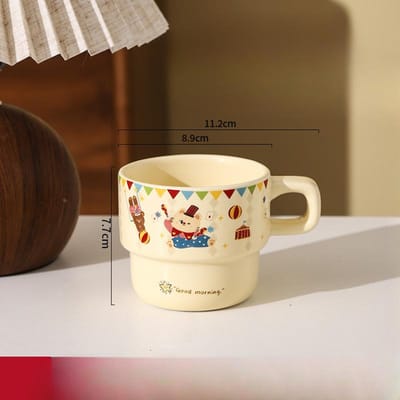 Circus Cartoon Keramische Stapelbekers Kinderdag Cadeaus Hoge waarde Huishoudelijke Mok Koffiekop Waterbeker 301-400ml
