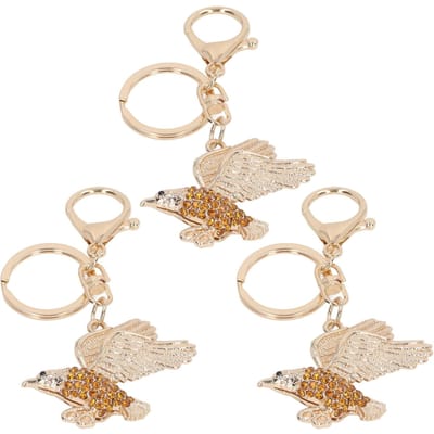 3 Stuks Adelaars Sleutelhanger Schattig Verfijnde Details Gouden Strass Sleutelhanger voor Tas Hanger Auto Decoratie Cadeaus beige