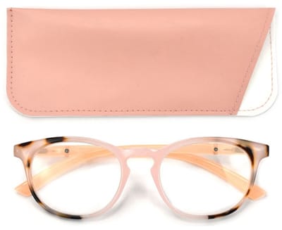 Lilly&June Trendy lichtgewicht leesbril zalm roze met tijgerprint accent Sterkte +1