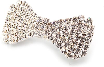 Haarclip met strik bezet met strass - zilverkleurig