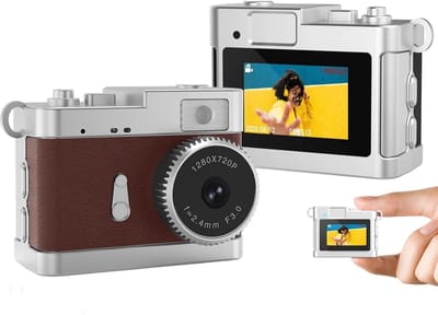 Camera - Digitale camera - Mini-digitale camera - 16GB - Ingebouwde flitser & retrofilters - Mini-zakcamera - Geschikt voor op reis, als tashanger, als verjaardagscadeau - Bruin