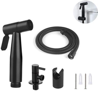 Handheld Bidet Sprayer voor Toilet - Geschikt voor toilet - Met explosieveilige bidetslang - Eenvoudig te installeren - Verstelbare waterdrukstraal - Zachte sproeier - Geschikt voor dames, huisdieren en badkamerreiniging - Zwart