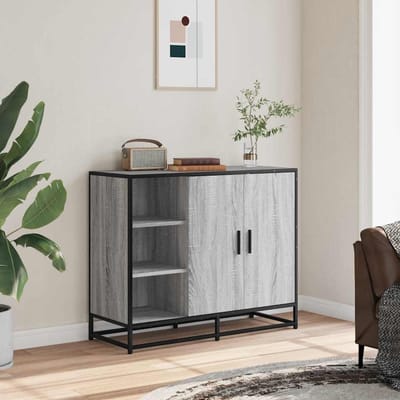 vidaXL - Dressoir - 92x35x76 - cm - bewerkt - hout - grijs - sonoma - eikenkleurig
