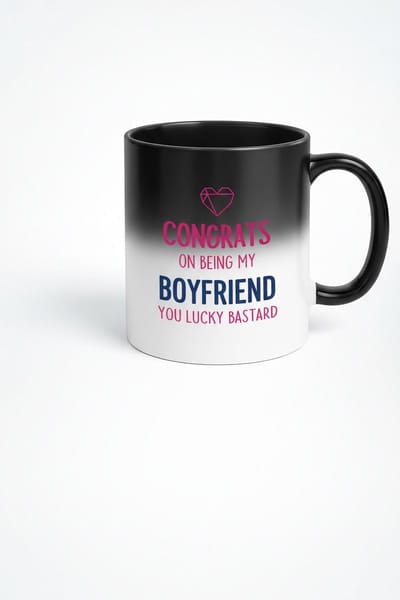 Magische Mok Vriend Cadeau - Congrats on Being My Boyfriend You Lucky Bastard - Warmtegevoelige Koffiemok