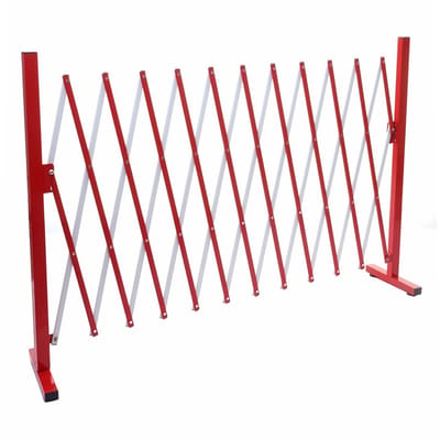 Afzethek MCW-B34, schaarhek, uitschuifbaar hekwerk, aluminium rood-wit ~ hoogte 103 cm, breedte 37-300 cm