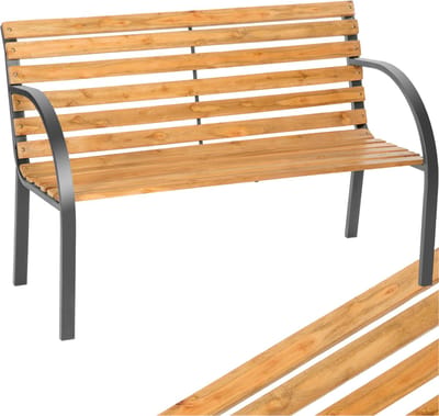tectake® 2-zits Tuinbank Michaela - Weerbestendig - 119,5 x 62 x 83 cm - Tuin Bank van Hout in Landhuisstijl - Romantische Balkonbank - Houten Tuinbanken - Tuinbankjes