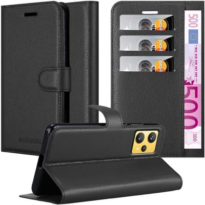 Cadorabo Hoesje geschikt voor Realme 9 4G / 9 PRO+ in PHANTOM ZWART - Beschermhoes met magnetische sluiting, standfunctie en kaartvakje Book Case Cover Etui