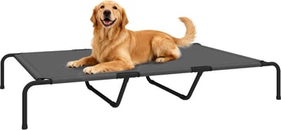 Killogood Hondenmand voor buiten - verhoogde hondenmand voor grote honden - met wasbaar stalen frame van gaas - afmetingen: 152 x 94 x 23 cm - grijs.
