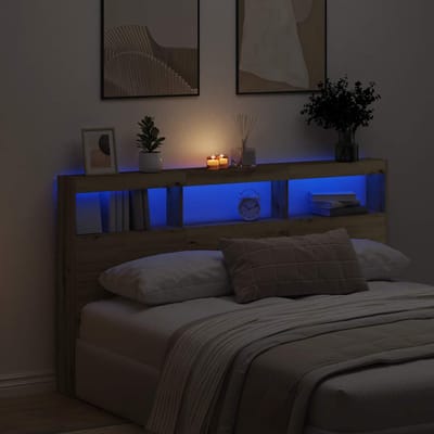 vidaXL - Hoofdbordkast - met - LED - artisan - 180x17x102 - cm - eikenkleurig