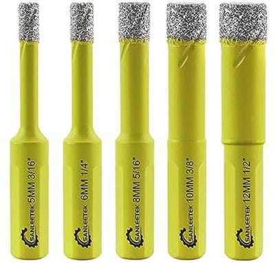 Set van 5 Droge Diamantboren voor Tegels en Graniet - 3/16 tot 1/2 Inch