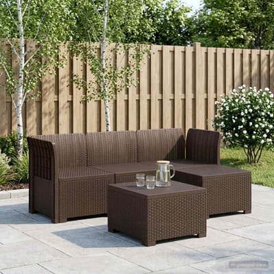 vidaXL - 4-Zitter - Tuin - Sofa - Rattan - Look - PP - Bruin