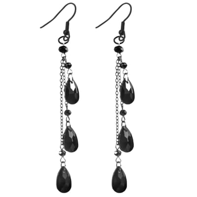 Oorbellen -zwarte kralen- lang- Charme Bijoux