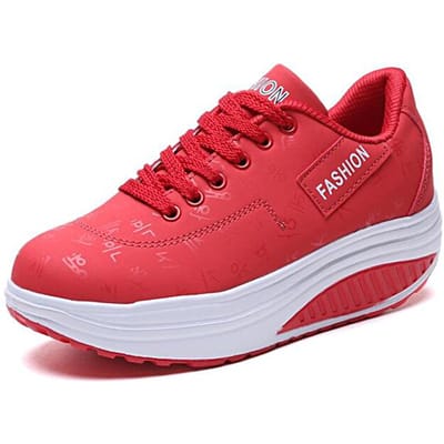 Dames Casual Sport Comfortabel Ademend Platte bodem Verhoogd casual platform Shaker Shines 35 rood