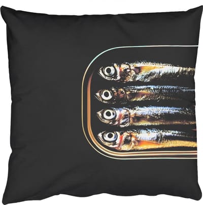 Sierkussens - Kussentjes Woonkamer - 50x50 cm - Sardines - Blik - Zwart - Vissen