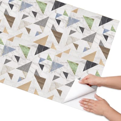Coloray Meubel Wrap Folie - Wit Meubelfolie - 75x150 cm - Decoratiefolie Geometrisch patroon - Meubel Wrap Folie - Geometrische Meubelfolie - Plakfolie Meubels - Keuken decoratie - Geometrie