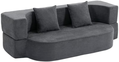 Slaapbank - Vloerbank zonder frame - 2-in-1 Uitklapbaar - Polyester - Woonkamer & Logeerkamer - Donkergrijs