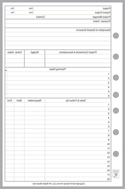 Project Planner Vellen - Agenda Vulling - Projecten Organiseren - 7-Gaten Geperforeerd - 5.5" x 8.5" - Wit