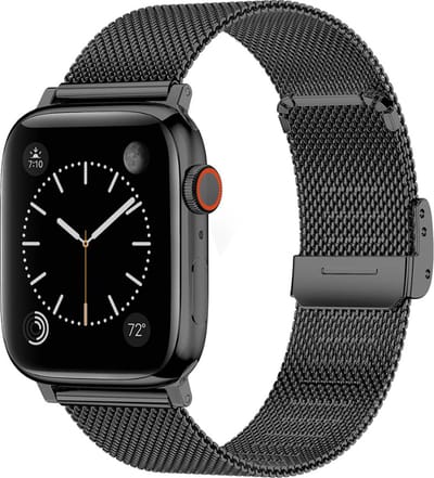 WAEYZ - Bandje Geschikt voor Apple Watch 42/44/45/49 mm Bandje Roestvast Metaal gewoven - Metalen bandje Geschikt voor Apple Watch Met Magneetsluiting - Zwart