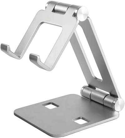 Mobiele Telefoonhouder - Telefoonhouder Bureau - Verstelbare Telefoon - e-Reader en Tablet Houder - Zilveren