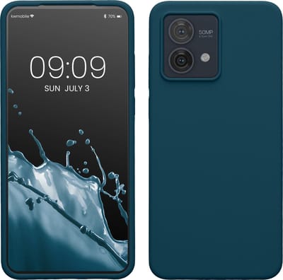 kwmobile telefoonhoesje geschikt voor Motorola Moto G84 5G - Hoesje met siliconen coating - Smartphone case in mat petrol
