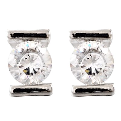 Behave - Zilverkleurige oorknoppen met zirkonia steentje - Fashion sieraden