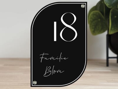 Naambordje | Huisnummerbord | Mat zwart | Leaf | Kader | 20x30cm | RVS afstandhouders | Huisnummer |