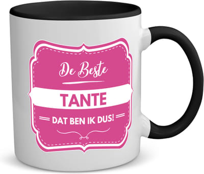 Akyol - de beste tante koffiemok - theemok - zwart - Tante - een tante - verjaardagscadeau - verjaardag - cadeau voor tante - cadeau - kado - geschenk - gift - tante artikelen - 350 ML inhoud