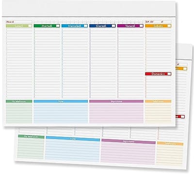 Maxi Weekplanner Set van 2 - Bureau Organizer voor Afspraken en Notities - Praktische Bureauonderlegger 43 x 31 cm