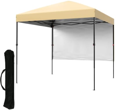 Archi Partytent Opvouwbaar 2,2 x 2,2 m – Waterdichte Luifeltent - Met Zijwand – Inclusief Zijpanelen, Draagtas & Zandzakken – Beige