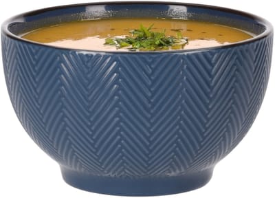 Siaki Soepkom Fishbone - blauw - 14 x 8 cm - keramiek - kommetjes/schaaltjes - 680 ml