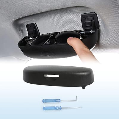 Brillenkoker Auto - Zonnebrilhouder Opbergen - Veilig Rijden - Eenvoudige Installatie - 22.4 cm - Zwart