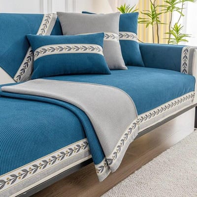 Kort Pluche Bankhoes Borduurwerk Lint Antislip Hoes Zitvlak Europese Bankhoes Sofa Handdoek Voor Woonkamer Decor 70x70cm 1pcs