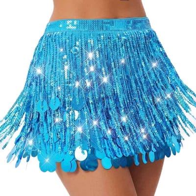 Rode Paillettenrok met Franje voor Buikdansen - Mermaids Kostuum voor Vrouwen, Feestoutfit en Danskleding