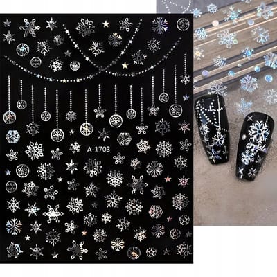 Frezarkowo - Kerst Nagelstickers - Glanzend - Sneeuwvlokken - Kerstballen