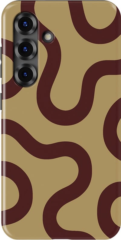 DripCase Motion Flow Tough Hoesje Samsung Galaxy S25 | Backcover met Mag | Trendy Design | Valbescherming | Cocoa Curve
