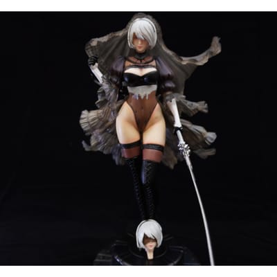 32CM NieR: Automata Yorha Type 2 B 2B YoRHa Ver Meisje figuur PVC Actie Speelgoed Beeld Collectie Anime Model volwassen Pop Cadeau black