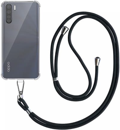 Telefoonhoesje Geschikt voor Oppo A91 / Reno 3 / F15 Transparant Schokbestendig met Afneembaar Universeel Telefoonkoord - Backcover Case Siliconen ShockProof with Lanyard - Smartphonica geschikt voor Oppo A91;Oppo F15;Oppo Reno3