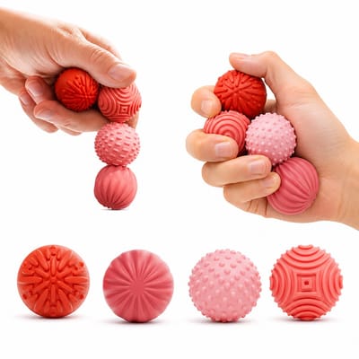 BOTC Fidget Toy - 4 stuks Siliconen Magnetische Ballen - Stressverlichtende Sensorische Speeltjes - Voor Autisme ADHD en Angst - Roze