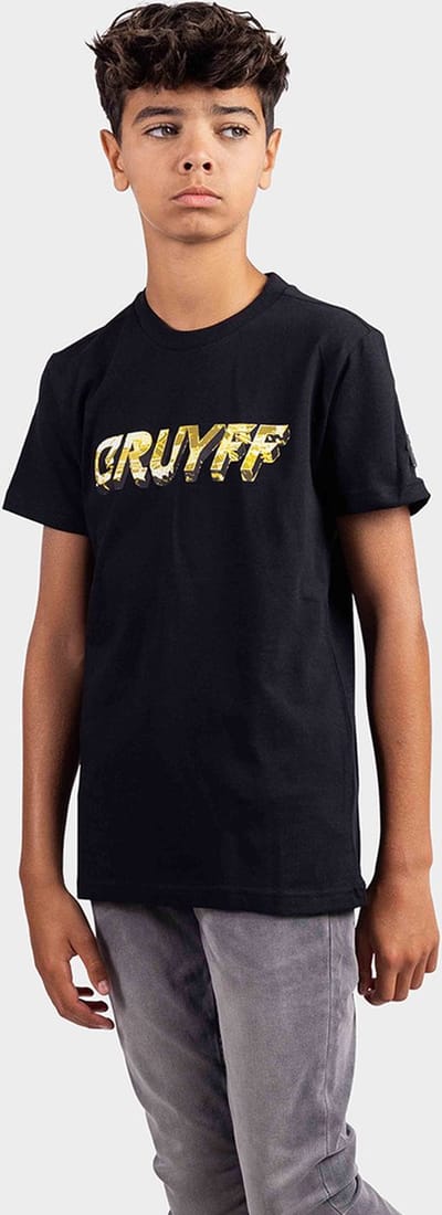 Cruyff City T-Shirt Kids Zwart/Goud - Maat: 128