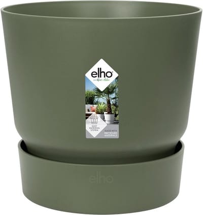 Elho Greenville Rond 40 - Grote Bloempot voor Buiten met Waterreservoir - 100% Gerecycled Plastic - Ø 39 x H 36.8 cm - Blad groen