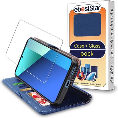 ebestStar - Hoes geschikt voor Xiaomi Redmi Note 13 4G, Wallet Etui, Book case hoesje, Donkerblauw + Gehard Glas