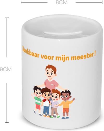 Akyol - dankbaar voor mijn meester Spaarpot - Meester - leraar - verjaardag - cadeautje voor meester - meester artikelen - kado - geschenk - gift - verjaardagscadeau - meesterdag - 350 ML inhoud