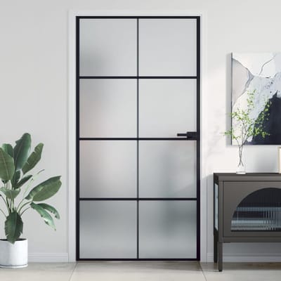 Binnendeur Glas - Kamer Divider - Ruimte Indelen - Gehard Glas - 102x201 cm - Zwart
