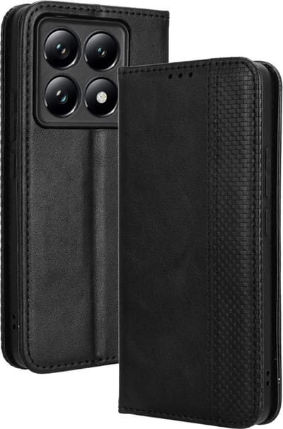 Coverup Hoesje - Geschikt voor Xiaomi 14T Hoesje - Coverup Vintage Style Book Case - Zwart