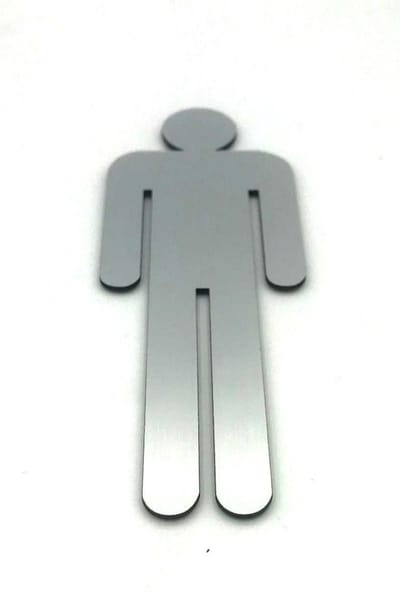 Deurbordje - WC bordje - WC - Toiletbord - Bordje - RVS Look - Pictogram - Heren –  Man - Zelfklevend - 150 mm x 50 mm x 1,6 mm - 5 Jaar Garantie