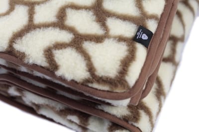 Lamswollen Deken Plaid 100x140cm - 100% Australische Merino Lams Scheerwol 450 g/m² Woolmark-certificaat – Giraffe Print – ZACHT en WARM – Wasbaar en Antiallergisch