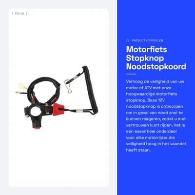 Dailygoods - Motorfiets Stopknop - Noodstopkoord - Veiligheidsfunctie voor ATV en Boot - 12V E-Stop Schakelaar - Betrouwbare Stopoplossing - Geschikt...